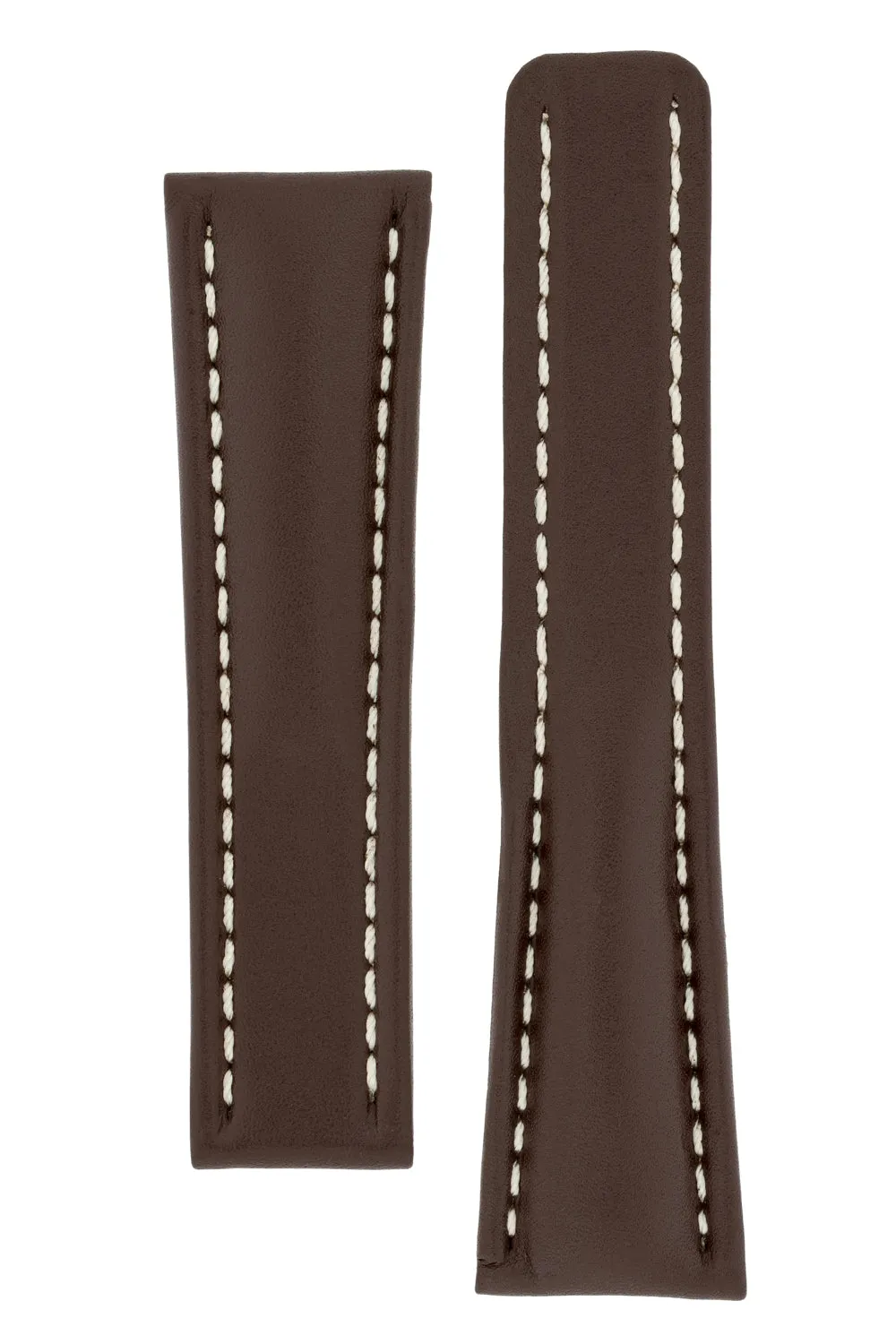 Breitling-Style Calf Deployment Watch Strap in Chocolate Brown