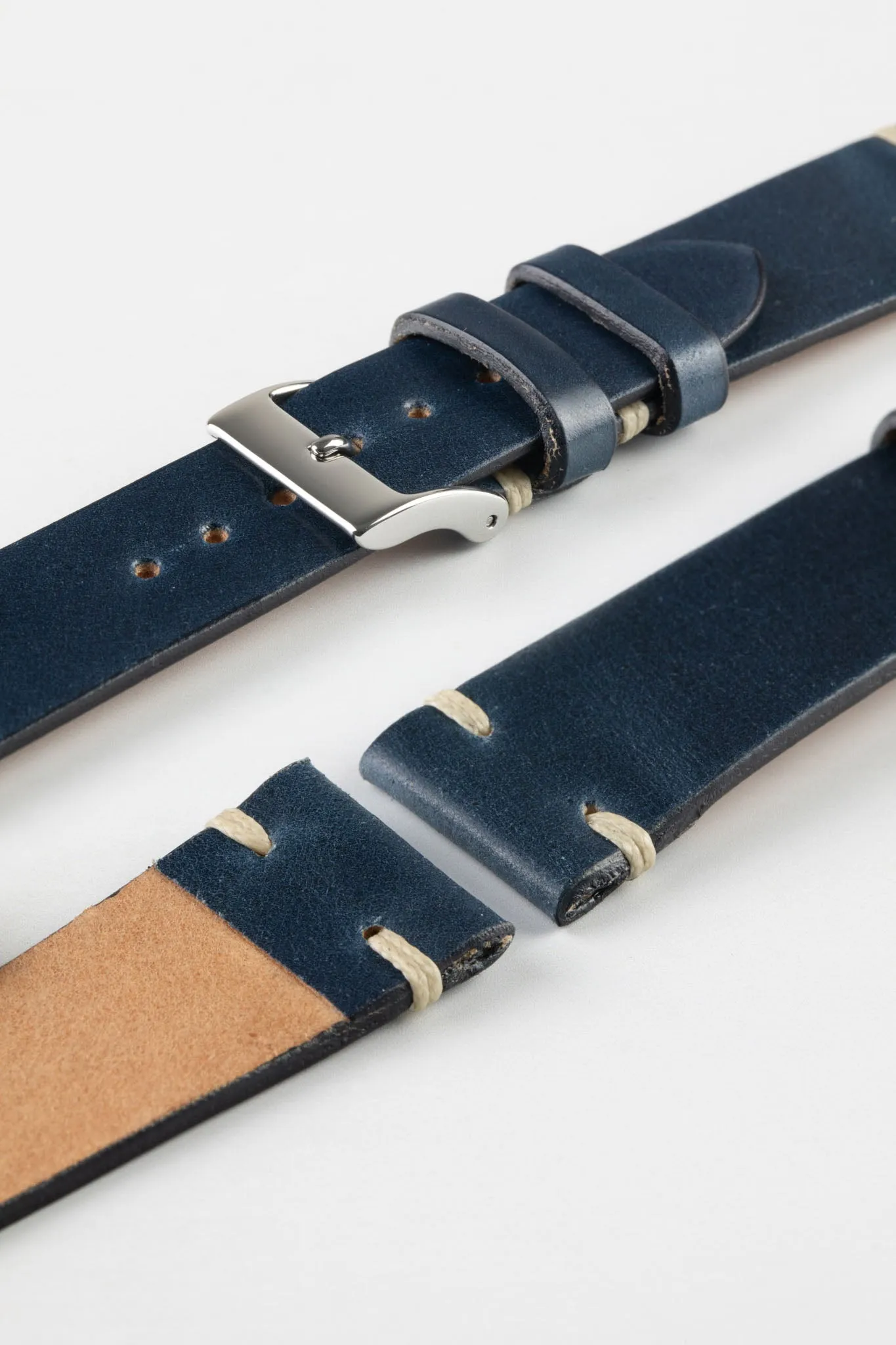 JPM Italian Shell Cordovan Watch Strap in DARK BLUE