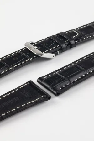 RIOS1931 BOSTON Alligator-Embossed Leather Watch Strap in BLACK